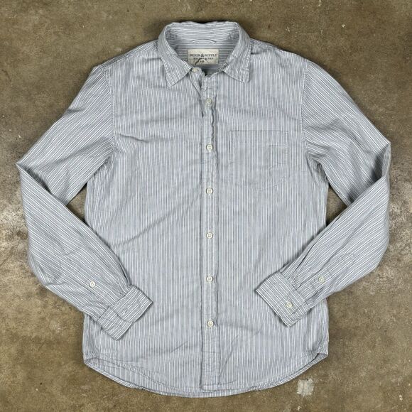 Denim & Supply Ralph Lauren Men’s Small White Blue Stripe Button Up Shirt Polo - Picture 1 of 9